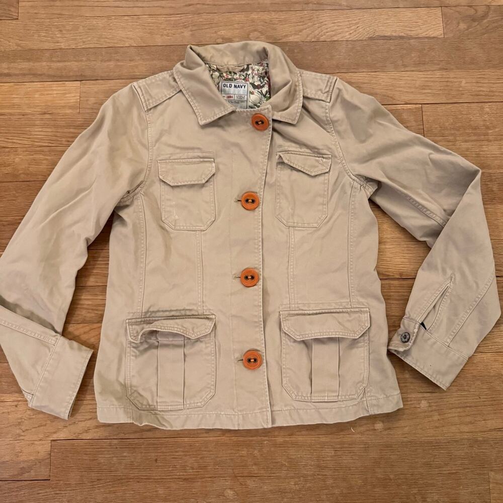 Old Navy tan orange 4 button khaki casual utility jacket size small S
 b49